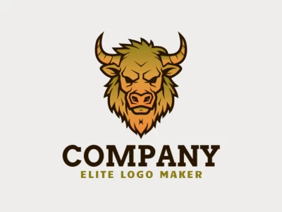 Design do logotipo apresenta um touro moderno em um gradiente de marrom, laranja e amarelo, incorporando um conceito excelente e contemporâneo.