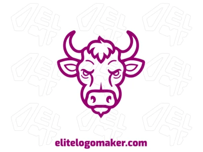 Um logotipo criativo com uma cabeça de boi e design interessante, no estilo pictórico, perfeito para criar um logotipo único e 100% vetorial.