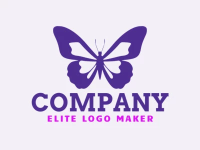 Um logotipo profissional em forma de uma borboleta com um estilo simples, a cor utilizada foi roxo.