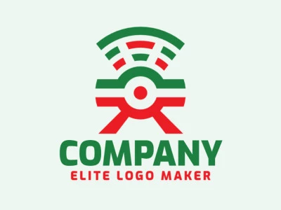 Logotipo abstrato com a forma de uma câmera combinado com um ícone wi-fi composto por formas abstratas e design refinado, as cores utilizadas no logotipo foi verde e laranja.