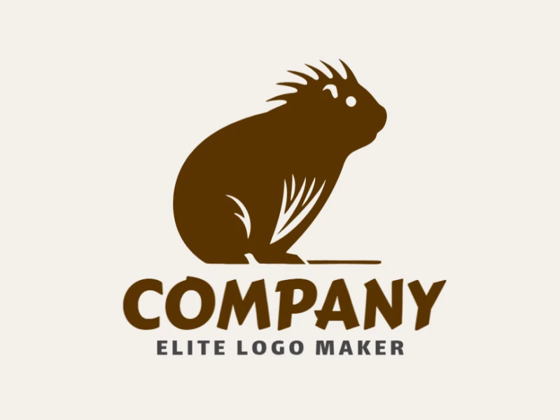 Logotipo mascote criado com formas abstratas formando uma capivara com a cor marrom escuro.