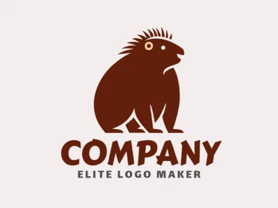 Crie um logotipo para sua empresa com a forma de uma capivara com estilo simples e com as cores laranja e marrom escuro.