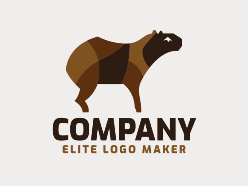 Logotipo composto por formas abstratas formando uma capivara com estilo criativo, as cores utilizadas foi marrom e preto.