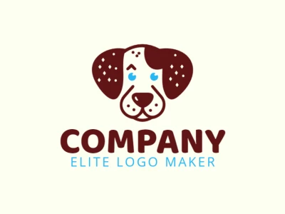 Um logotipo de mascote diferente com a cabeça de um cachorro caramelo, combinando detalhes divertidos e tons suaves para criar um design encantador e memorável.