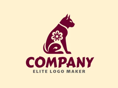 Crie um logotipo ideal para o seu negócio com a forma de um gato combinado com uma flor com estilo abstrato e cores customizáveis.