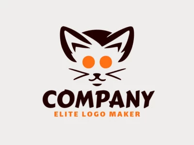 Crie seu logotipo online com a forma de uma cabeça de gato com cores customizáveis e estilo minimalista.