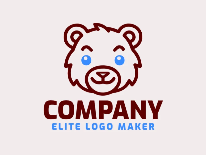 Um logotipo minimalista apresenta a cabeça de um urso infantil, desenhada com linhas graciosas e formas simples para criar um visual encantador e elegante.