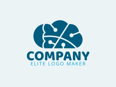 Logotipo elegante composto por formas simples formando uma nuvem combinado com um guarda-chuva com estilo abstrato, a cor utilizada foi azul.