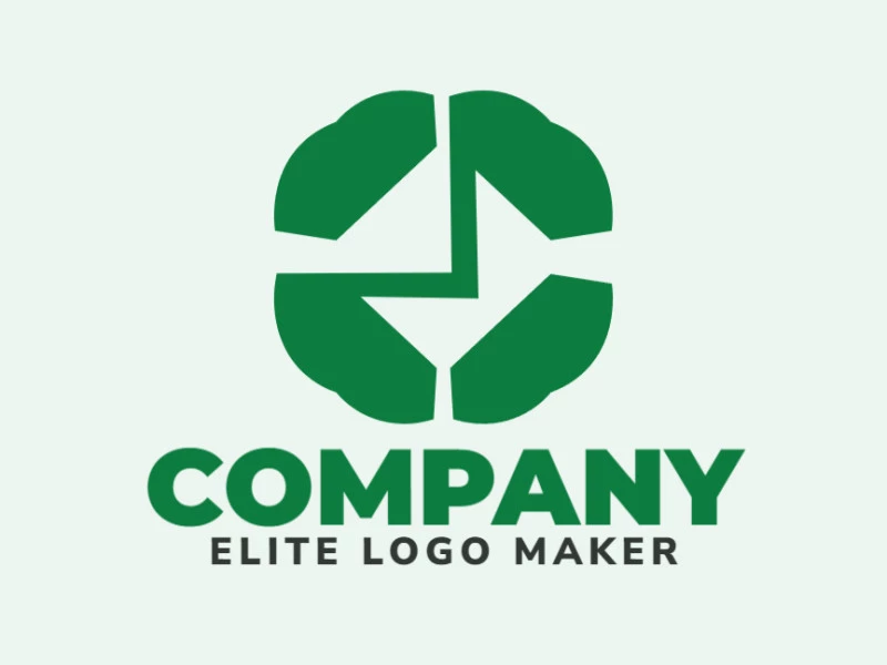 Logotipo minimalista criado com formas abstratas formando um trevo combinado com um email com a cor verde.