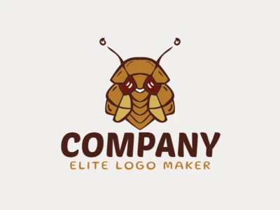 Crie seu próprio logotipo com a forma de uma barata com estilo ilustrativo e com as cores marrom e amarelo.