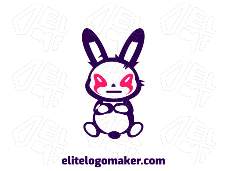 Coelho Com Olho Vermelho Logotipo Distinto Um logo criativo com a forma simétrica de coelho com olho vermelho, combinando design arrojado com grande apelo visual.
