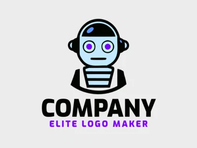 Logotipo simples com a forma de um robô maluco com design criativo.