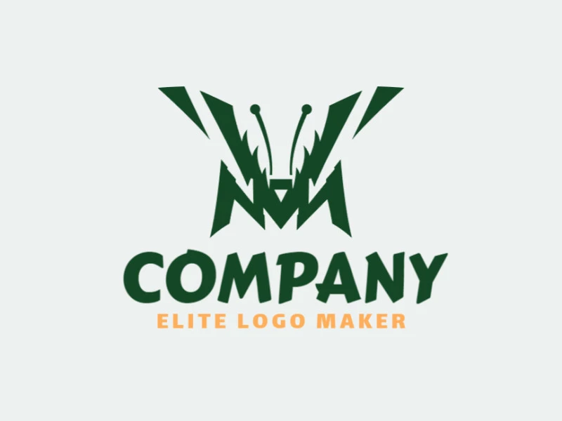 Crie seu próprio logotipo com a forma de um grilo, com estilo abstrato e cor verde.