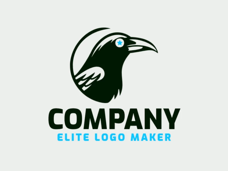 Crie seu logotipo online com a forma de um corvo com cores customizáveis e estilo simples.