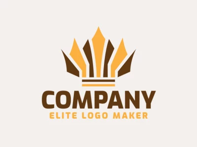 Crie um logotipo vetorial para sua empresa com a forma de uma coroa com estilo abstrato, as cores utilizadas foi marrom e amarelo.