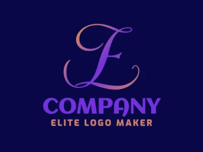 Um modelo de logotipo econômico com a letra 'E' cursiva editável em um gradiente colorido, perfeito para adicionar um toque pessoal a qualquer projeto de design.