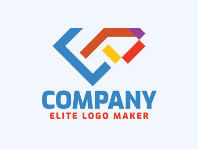 Logotipo profissional composto por formas estilizadas formando um diamante combinado com uma letra "P" com design criativo.