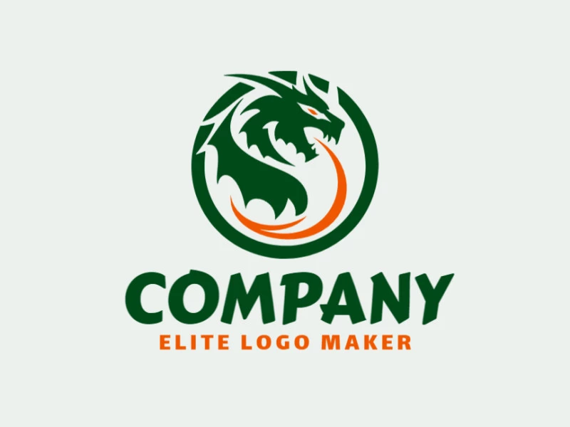 Crie seu logotipo online com a forma de um dragão com cores customizáveis e estilo tribal.