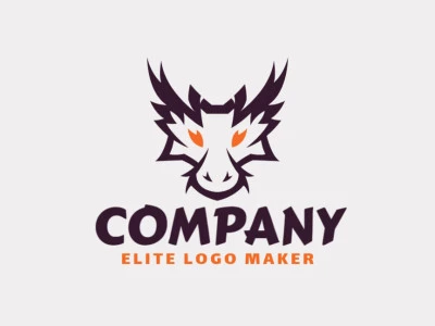 Crie seu logotipo online com a forma de um dragão, com cores customizáveis e estilo minimalista.