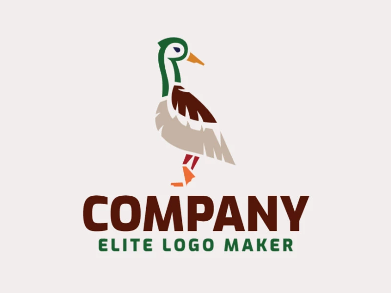 Logotipo adequado para várias empresas com a ilustração de um pato com design único e estilo abstrato.