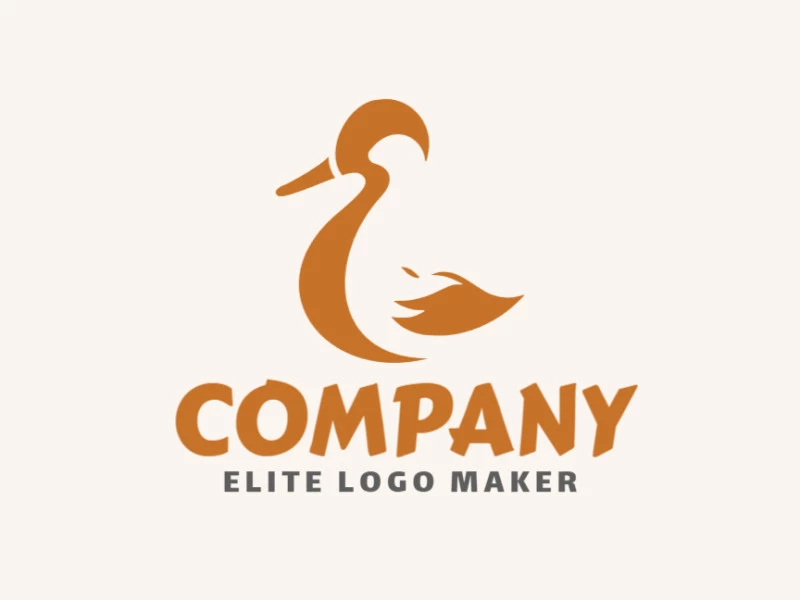 Crie seu próprio logotipo com a forma de um pato com estilo minimalista e com a cor marrom.