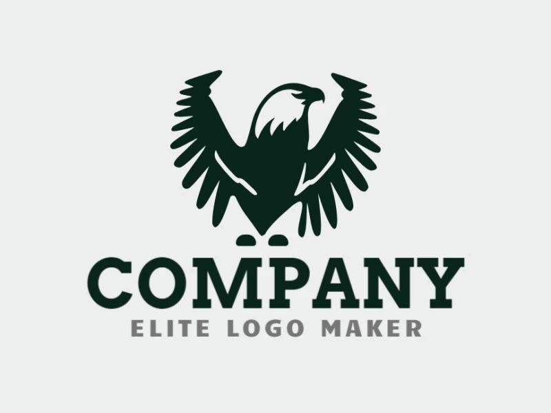 Logotipo customizável com a forma de uma águia, composto por um estilo minimalista e cor preto.