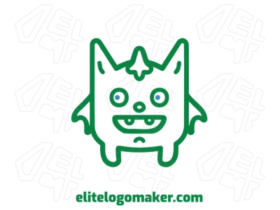 Logotipo com monstro verde engraçado em design criativo, ideal para diversos propósitos e para causar uma impressão única e memorável.