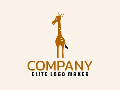 Um logotipo divertido com uma girafa em estilo infantil, incorporando as cores preto e amarelo escuro.