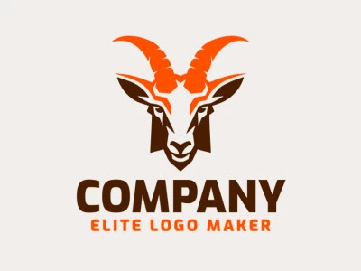 Logotipo com design criativo formando um bode com estilo simétrico e cores customizáveis.