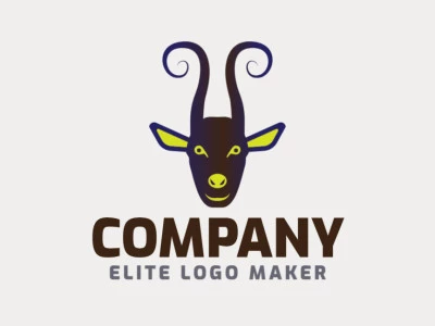 Logotipo customizável composto por formas sólidas e estilo gradiente formando um bode com cores marrom, roxo, e verde.