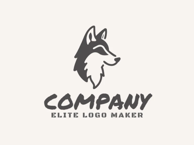 Um logotipo minimalista inspirador com um lobo cinza, usando linhas limpas e detalhes sutis para transmitir força e elegância.