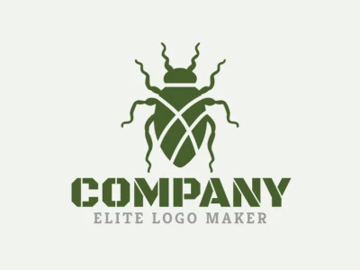 Logotipo memorável com a forma de um besouro verde com estilo abstrato, e cores customizáveis.