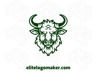 Logo criativo de uma cabeça de touro verde com design abstrato, proporcionando uma identidade visual moderna e ousada.