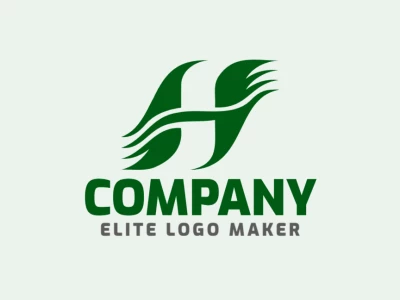 Um design de logotipo de qualidade com a letra 'H' verde em estilo de letra inicial, adequado para branding profissional.