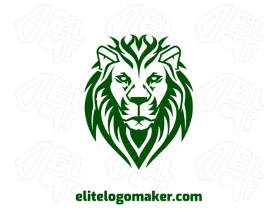 Um template de logo abstrato apresentando um leão verde, o rei da natureza, simbolizando força e poder em um estilo de design barato e acessível.