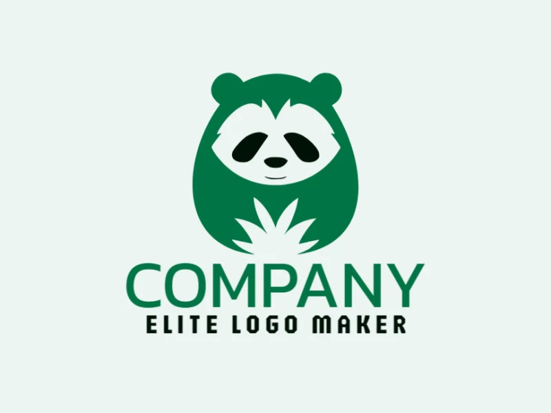 Logotipo customizável com a forma de uma panda verde com estilo abstrato, as cores utilizadas foi preto e verde escuro.