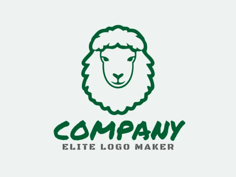 Crie um logotipo vetorizado apresentando um design contemporâneo de uma ovelha verde e estilo simétrico, com um toque de sofisticação.