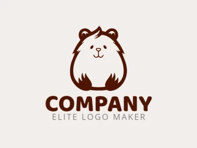 Crie um logotipo para sua empresa com a forma de um hamster com estilo infantil e cor marrom escuro.