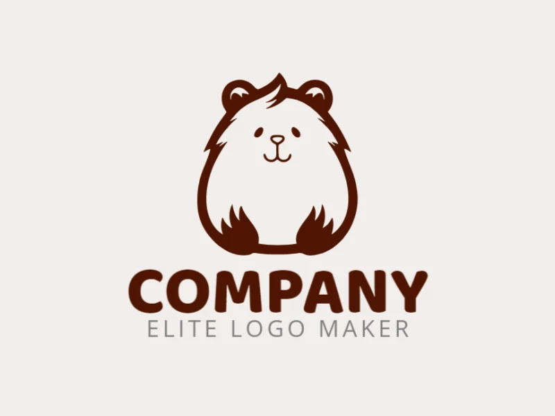 Crie um logotipo para sua empresa com a forma de um hamster com estilo infantil e cor marrom escuro.