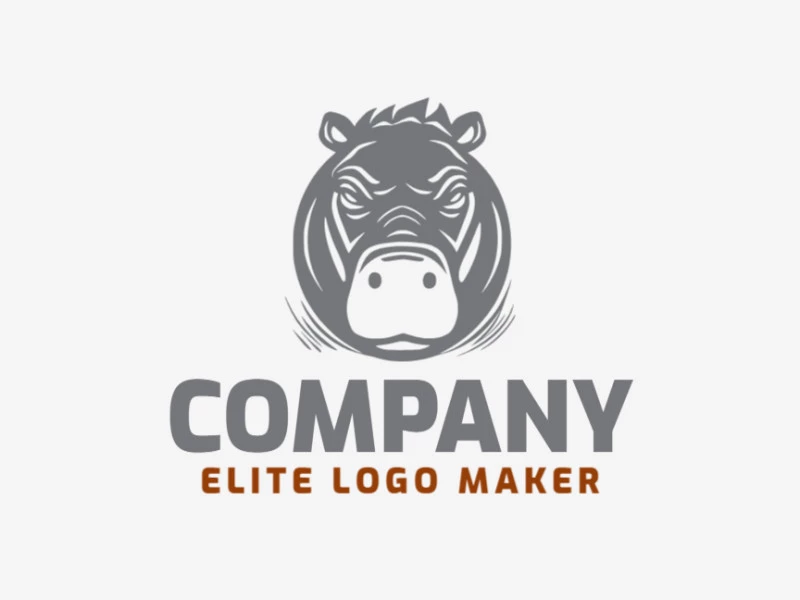 Logotipo profissional com a forma de um cabeça de hipopótamo com design criativo e estilo animal.