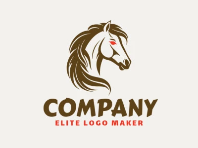 Logotipo disponível para venda com a forma de um cabeça de cavalo, com design abstrato e com as cores marrom e laranja.