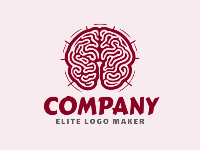 Crie seu logotipo online com a forma de um cérebro humano com cores customizáveis e estilo artesanal.