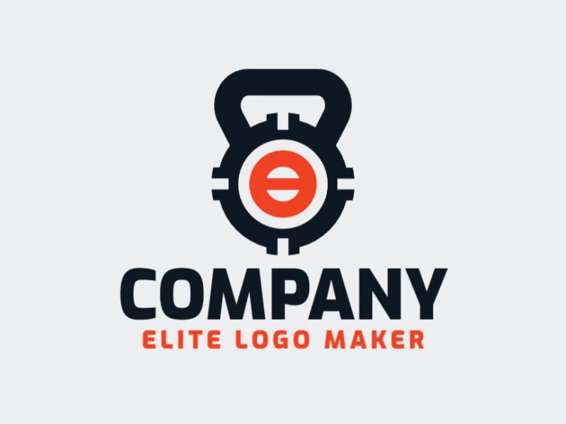 Crie um logotipo ideal para o seu negócio com a forma de um kettlebell com estilo abstrato e cores customizáveis.