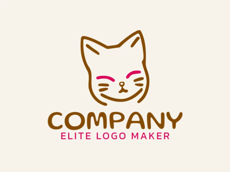 Modelo de logotipo para venda com a forma de um gatinho, as cores utilizadas foi marrom e rosa.