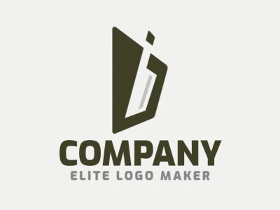 Crie um logotipo ideal para o seu negócio com a forma de uma faca combinado com uma letra "D" com estilo minimalista e cores customizáveis.