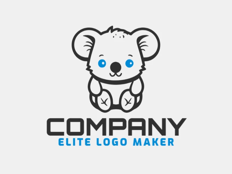 Logotipo customizável com a forma de um coala com design criativo e estilo infantil.