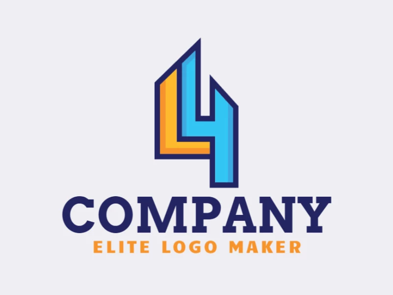 Logotipo profissional com a forma de uma letra "L" combinado com um número "4", com design criativo e estilo abstrato.