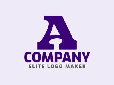 Um design de logotipo minimalista e elegante que apresenta a letra 'A', emanando sofisticação com um toque de roxo.