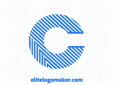 Um design personalizável da letra 'C' azul listrado, oferecendo um estilo moderno e adaptável para um logotipo único.