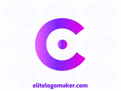 Logotipo de letra inicial voltado para marca e barato com a letra 'C' em um elegante degradê roxo.